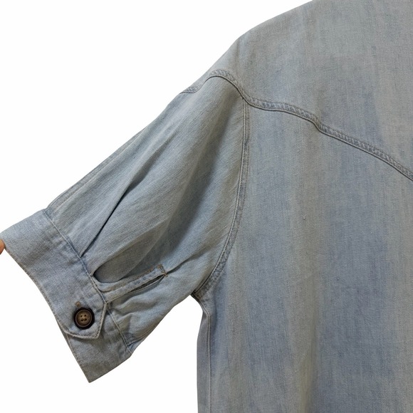 Wrap London Hemp Cotton Short Sleeve Button Up Shirt Dress US 12 UK 16 Blue - Picture 6 of 9